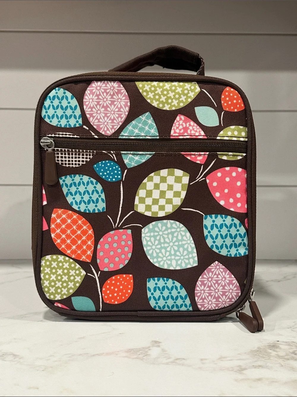 Pottery Barn Teen Gear Up Lunch Box RETIRED Vibrant Multi Color Leaf Print